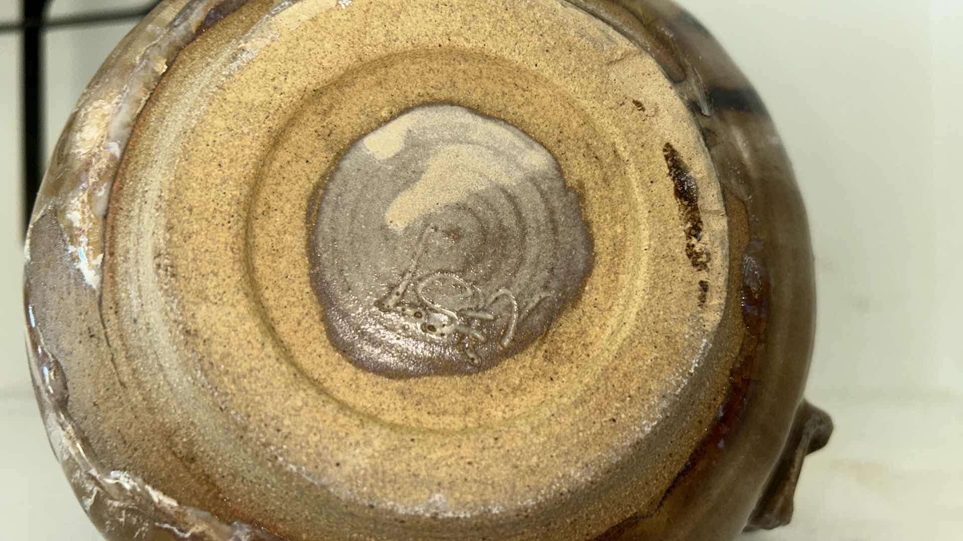 Photo 1 of SIGNED GLAZED POTTERY - PITCHER 9.5 inches.