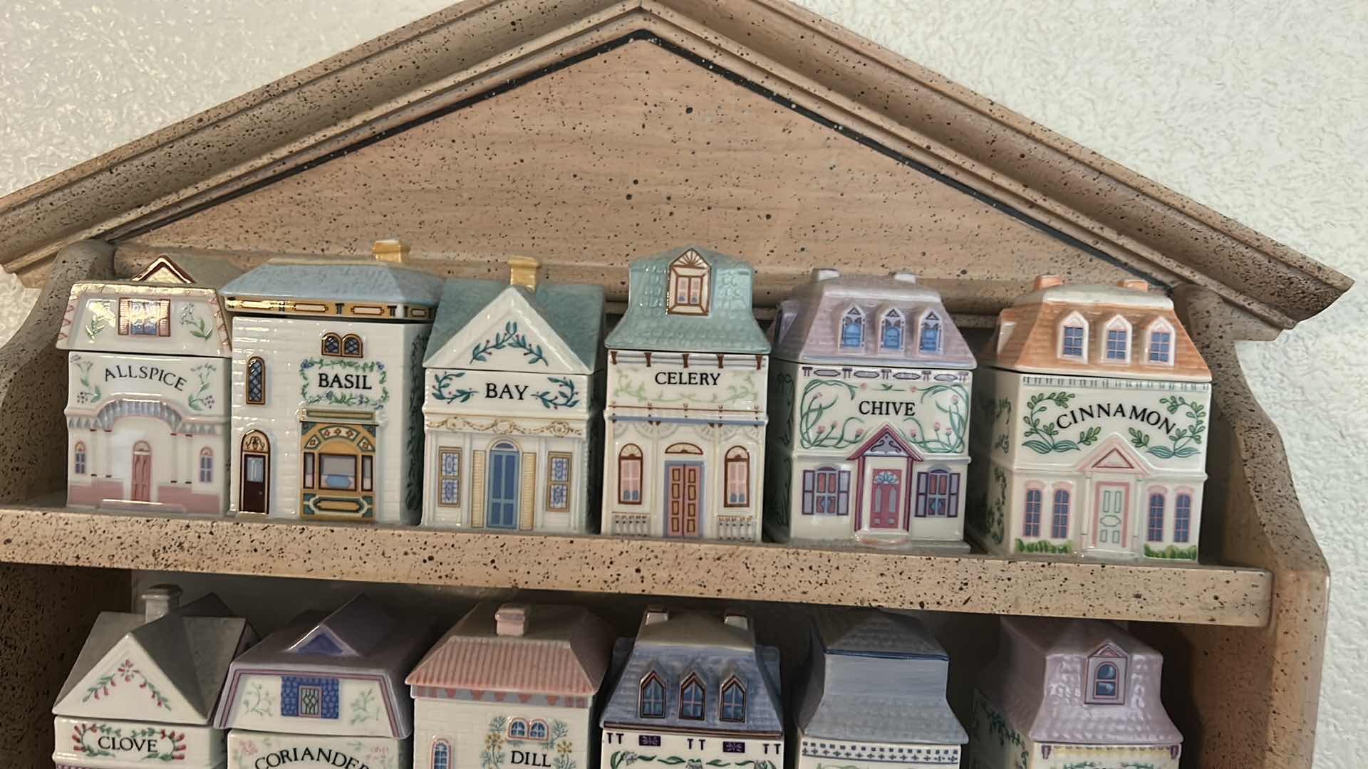Photo 1 of LENOX SPICE VILLAGE - PORCELAIN MINI HOUSE SPICES IN WOOD CABINET 16” x 23”