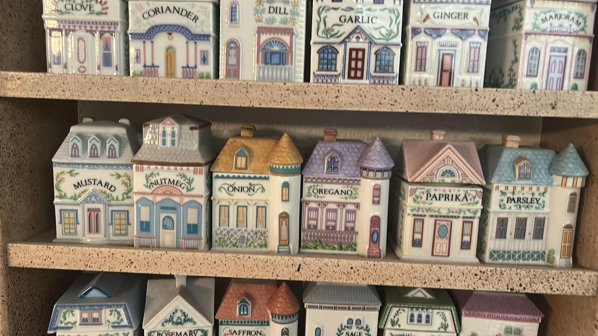 Photo 1 of LENOX SPICE VILLAGE - PORCELAIN MINI HOUSE SPICES IN WOOD CABINET 16” x 23”