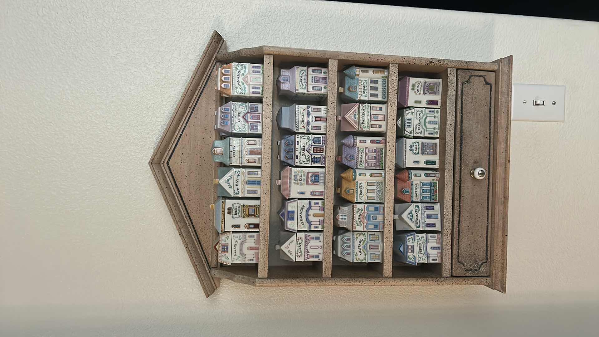 Photo 1 of LENOX SPICE VILLAGE - PORCELAIN MINI HOUSE SPICES IN WOOD CABINET 16” x 23”