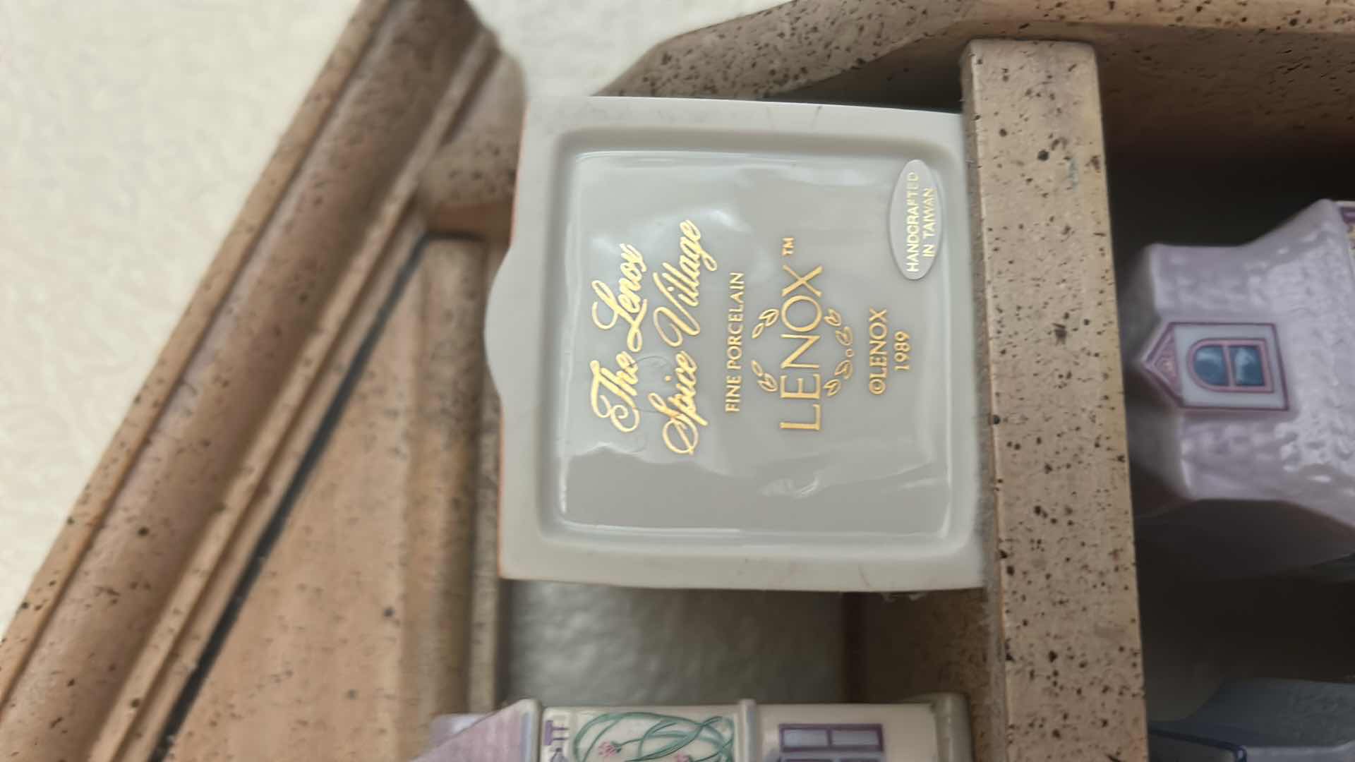 Photo 1 of LENOX SPICE VILLAGE - PORCELAIN MINI HOUSE SPICES IN WOOD CABINET 16” x 23”