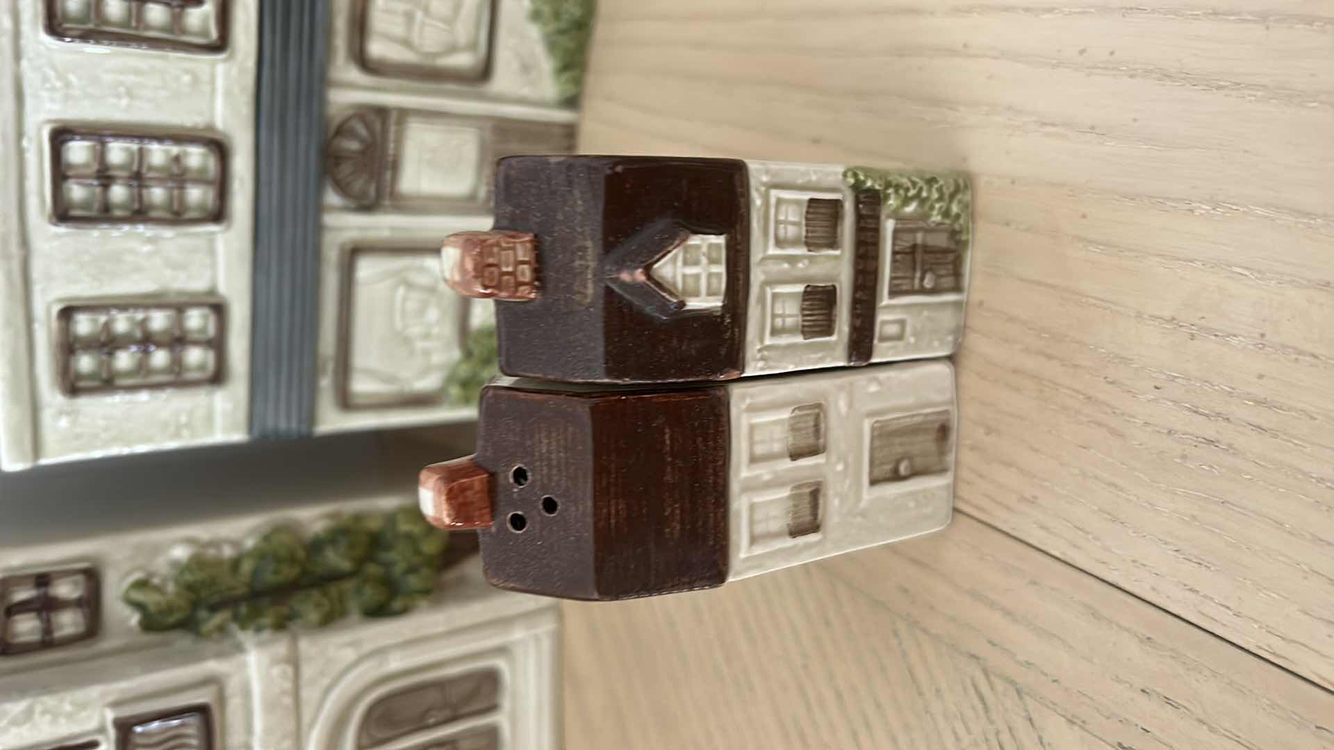 Photo 6 of CERAMIC HOUSE CANISTER COLLECTION WITH SALT AND PEPPER AND BANK