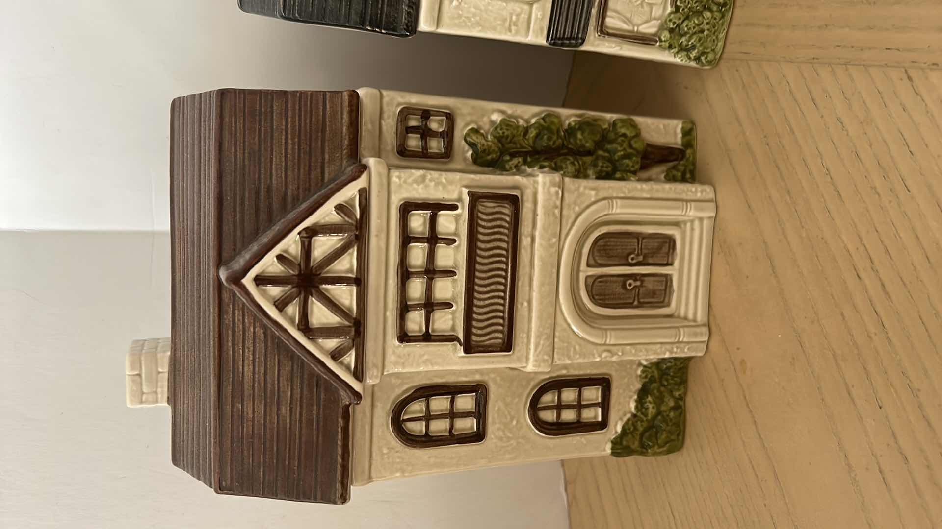 Photo 3 of CERAMIC HOUSE CANISTER COLLECTION WITH SALT AND PEPPER AND BANK