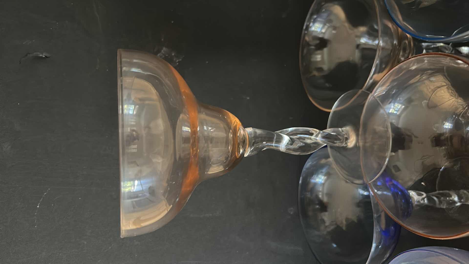 Photo 1 of SET OF 12 COLORED GLASS MARGARITA STEMWARE