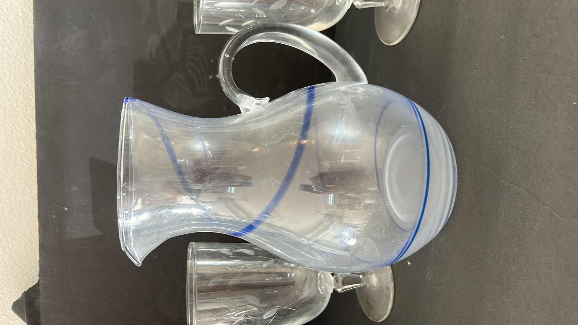 Photo 1 of 4 CRYSTAL WATER STEMWARE WATER GLASSES AND PITCHER