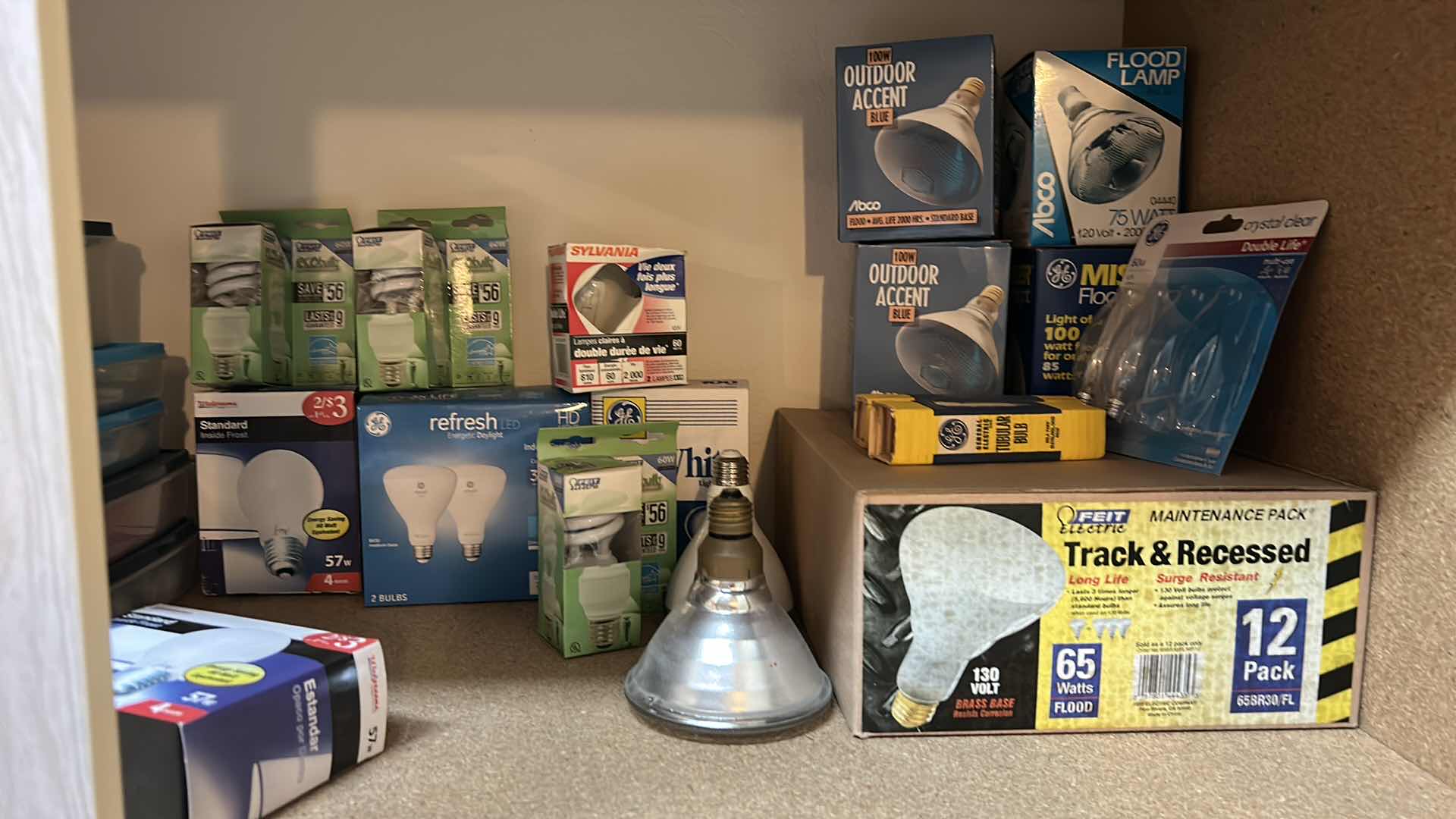 Photo 1 of CONTENTS OF SHELF IN GARAGE - LIGHT BULBS