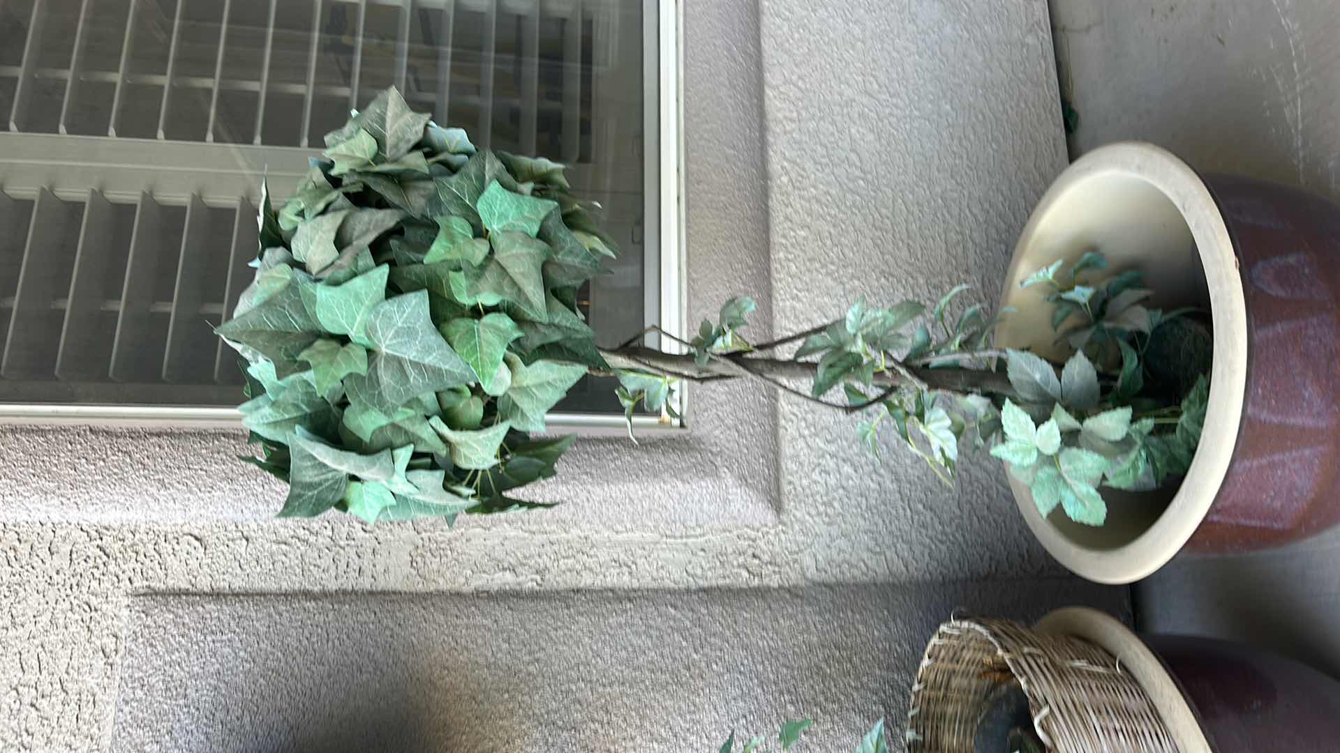 Photo 5 of 2 VERY HEAVY CERAMIC GLAZED POTTERY  19” x 13” WITH FAUX TOPIARY