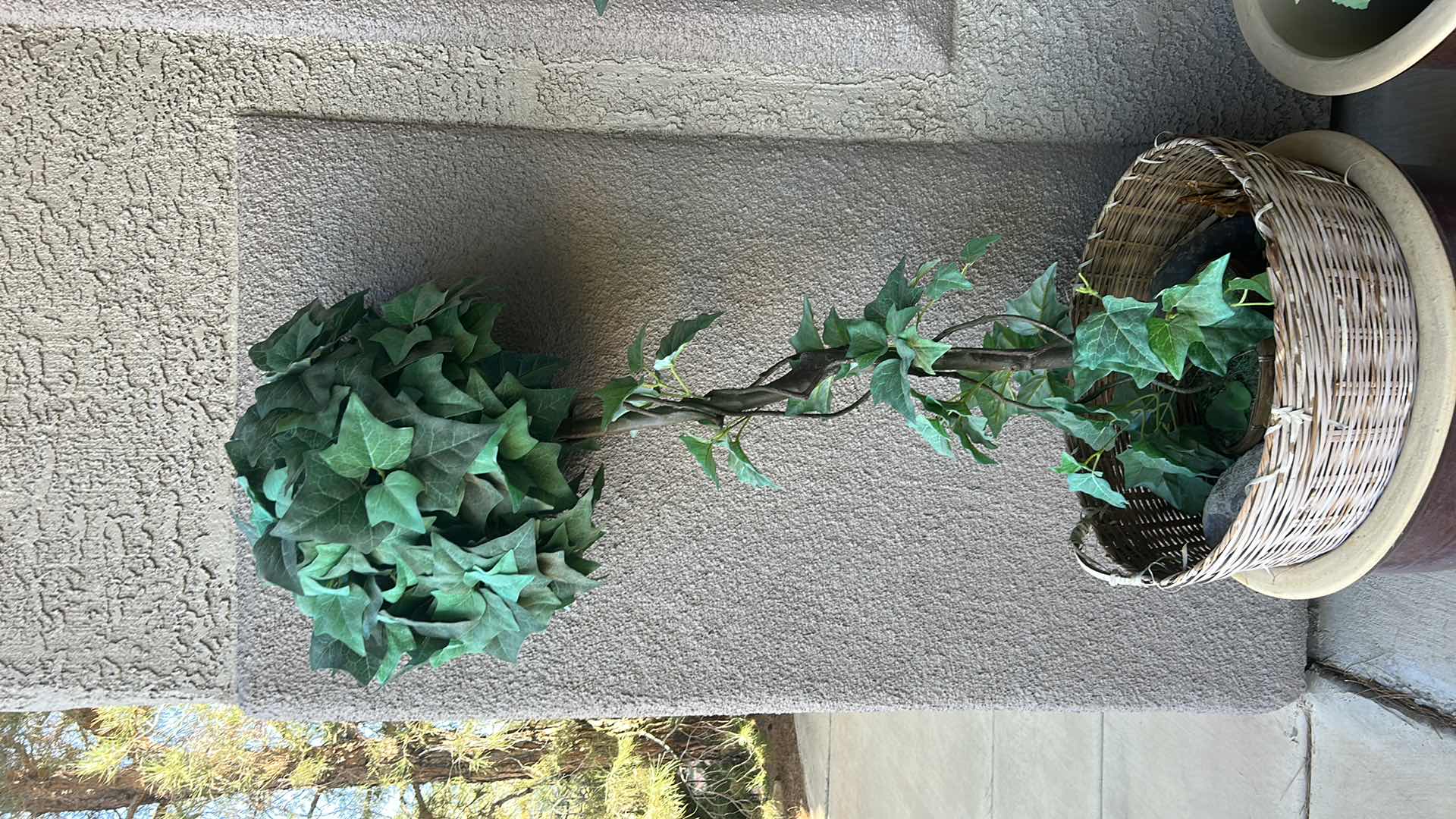 Photo 4 of 2 VERY HEAVY CERAMIC GLAZED POTTERY  19” x 13” WITH FAUX TOPIARY