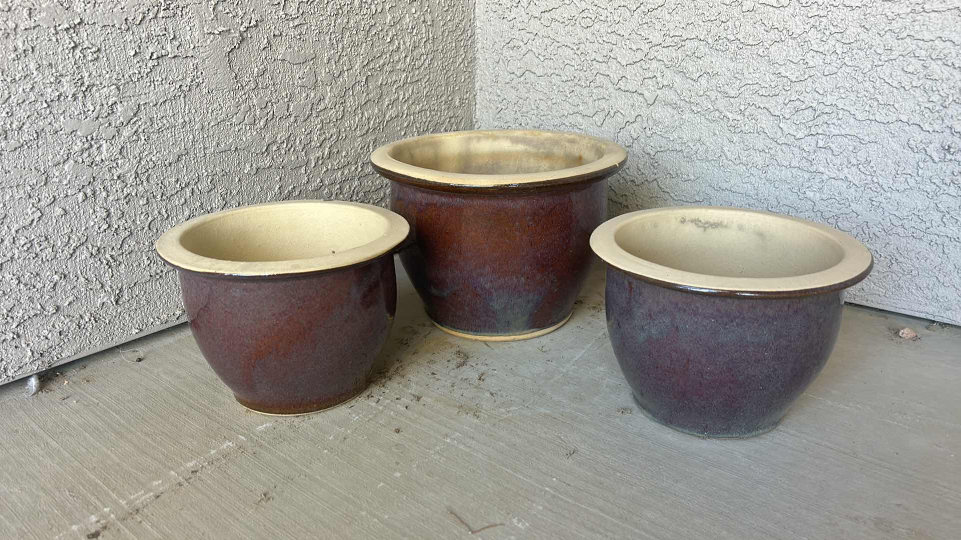 Photo 1 of 3 VERY HEAVY CERAMIC GLAZED POTTERY  LARGEST 12” x 8”