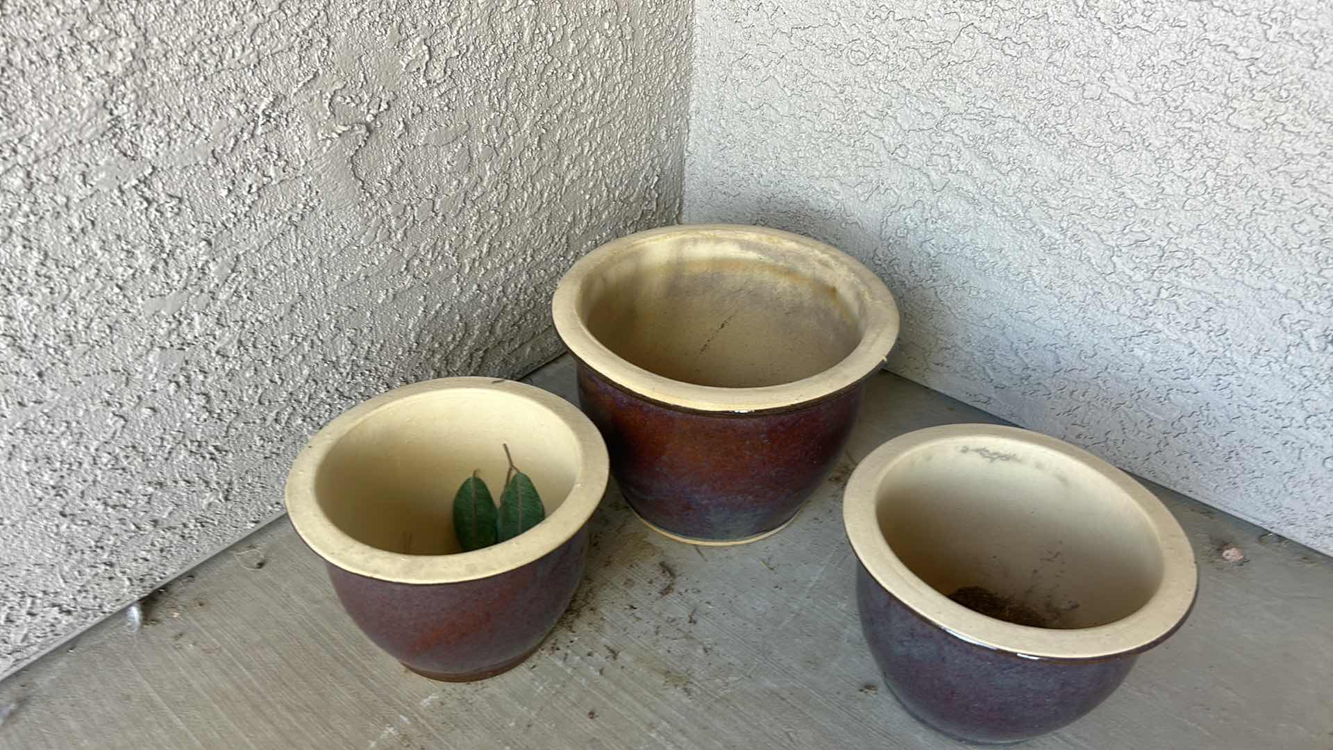Photo 1 of 3 VERY HEAVY CERAMIC GLAZED POTTERY  LARGEST 12” x 8”