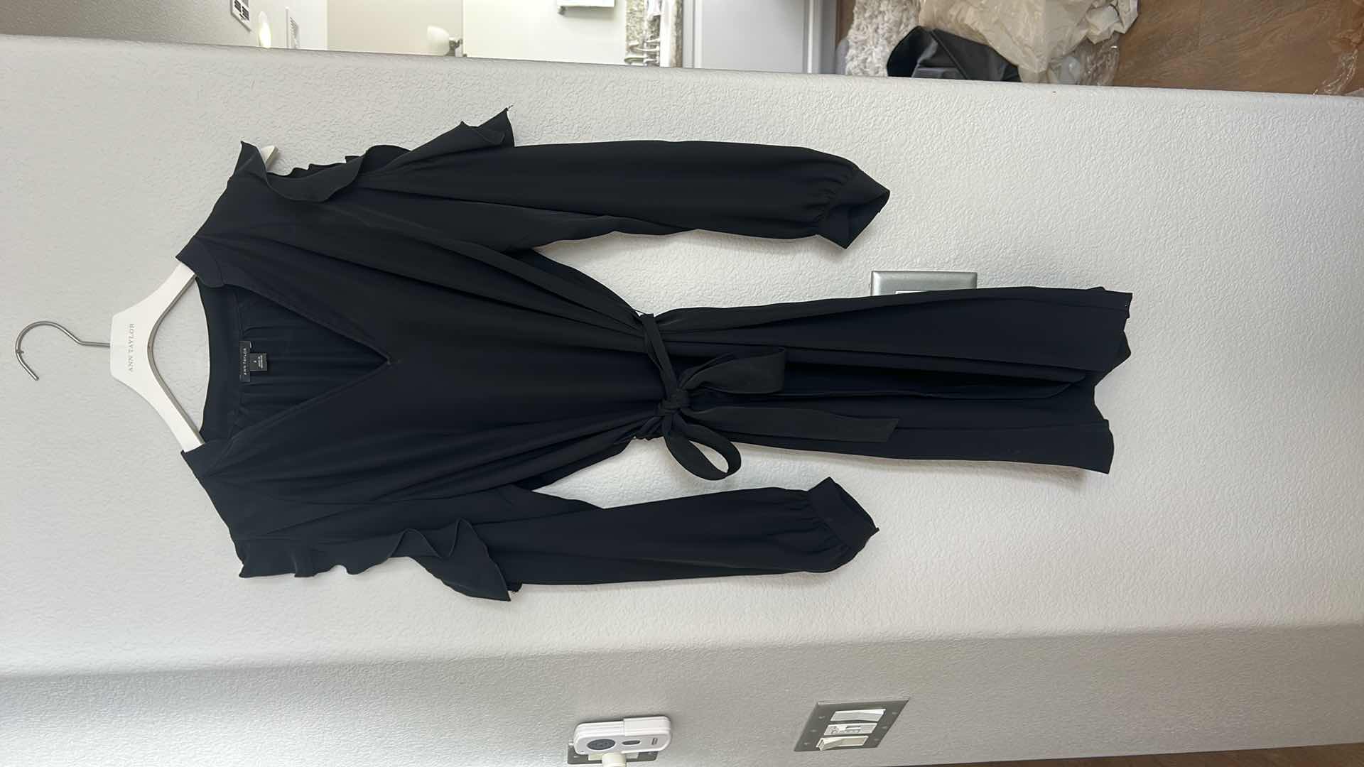 Photo 1 of ANN TAYLOR FLUTTER SLEEVE BLACK DRESS SIZE S