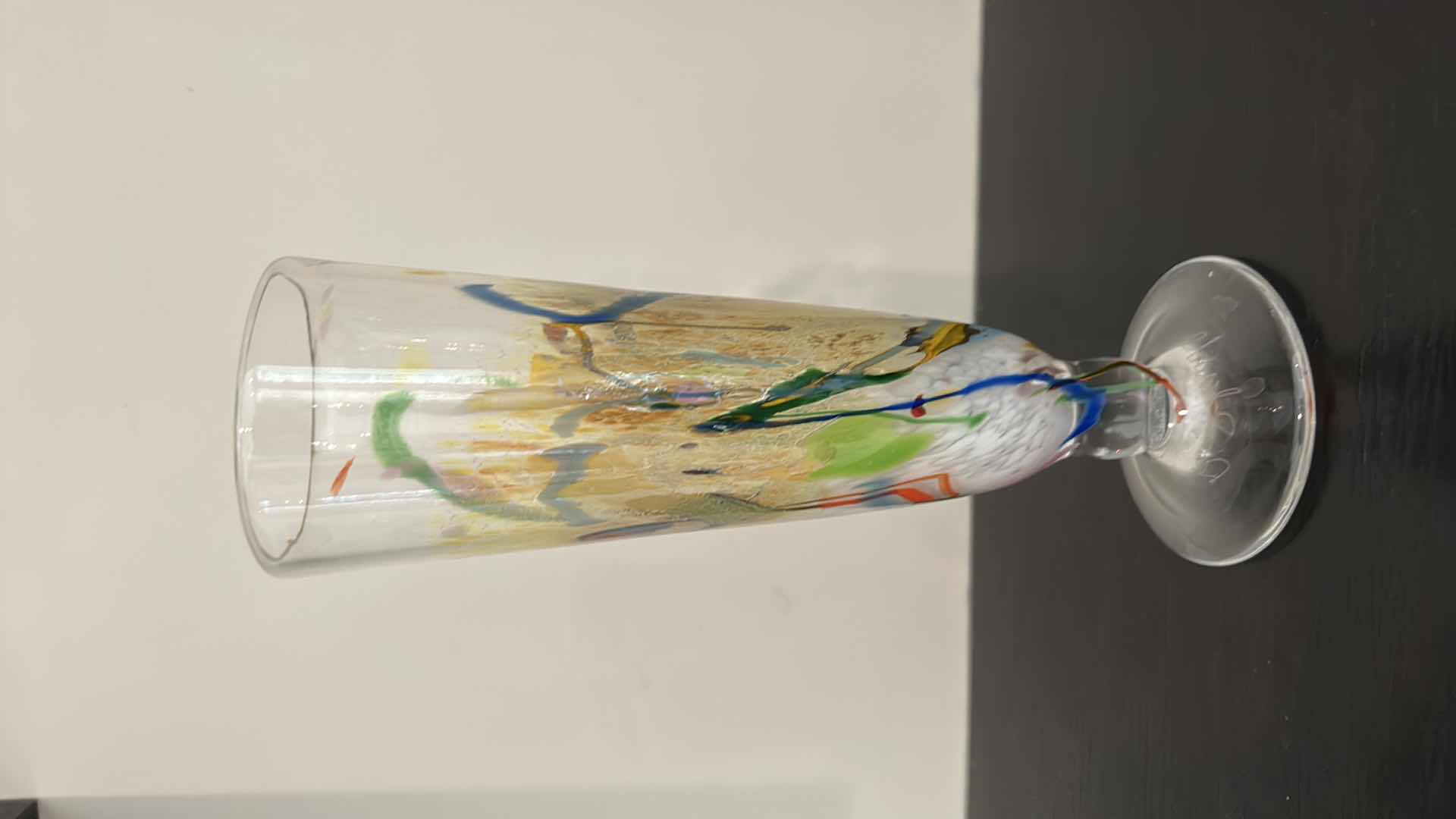 Photo 1 of 2 UNIQUE PAINTED BLOWN GLASS BEVERAGE/VASES H8.5