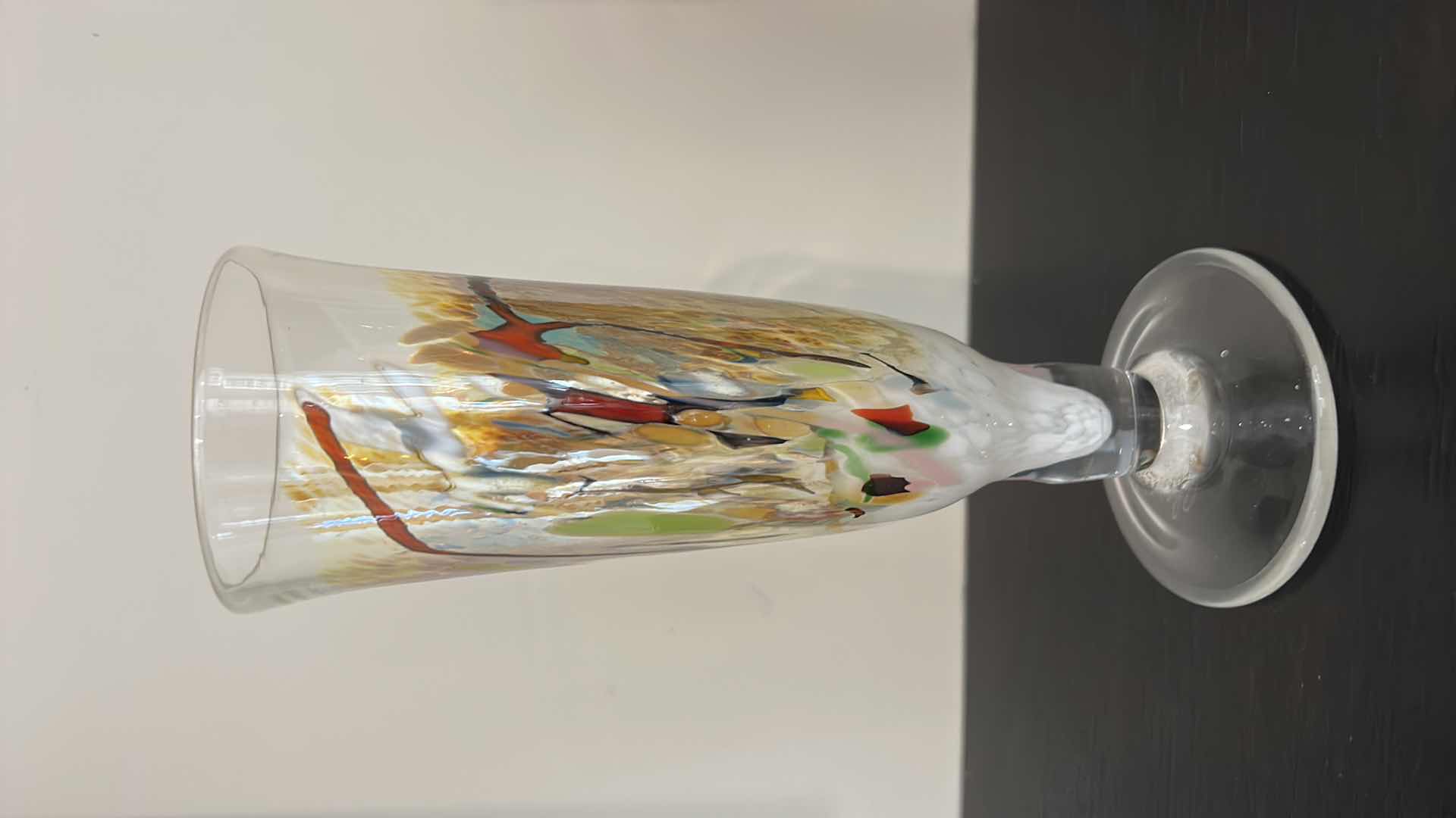 Photo 1 of 2 UNIQUE PAINTED BLOWN GLASS BEVERAGE/VASES H8.5