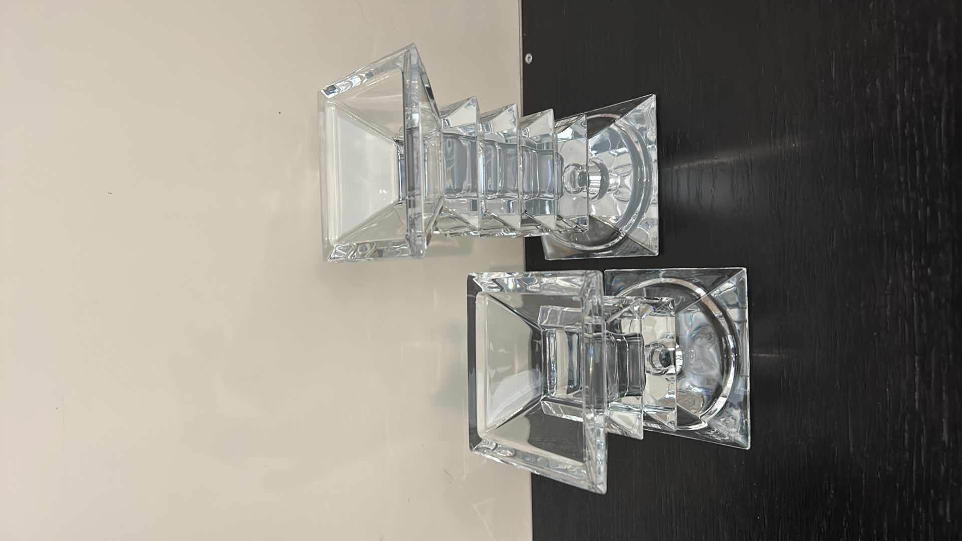 Photo 1 of MODERN CRYSTAL CANDLE HOLDER/ VASES LARGEST 4” x 4” x 7.5”