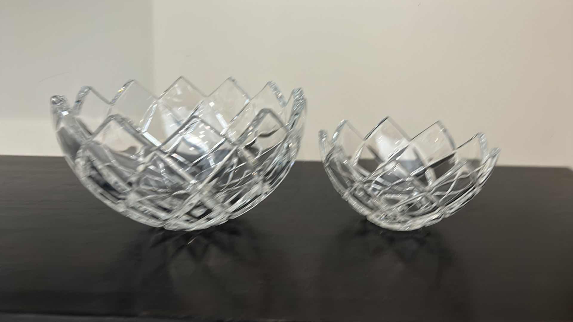 Photo 4 of 2 CRYSTAL BOWLS LARGEST 8.5”