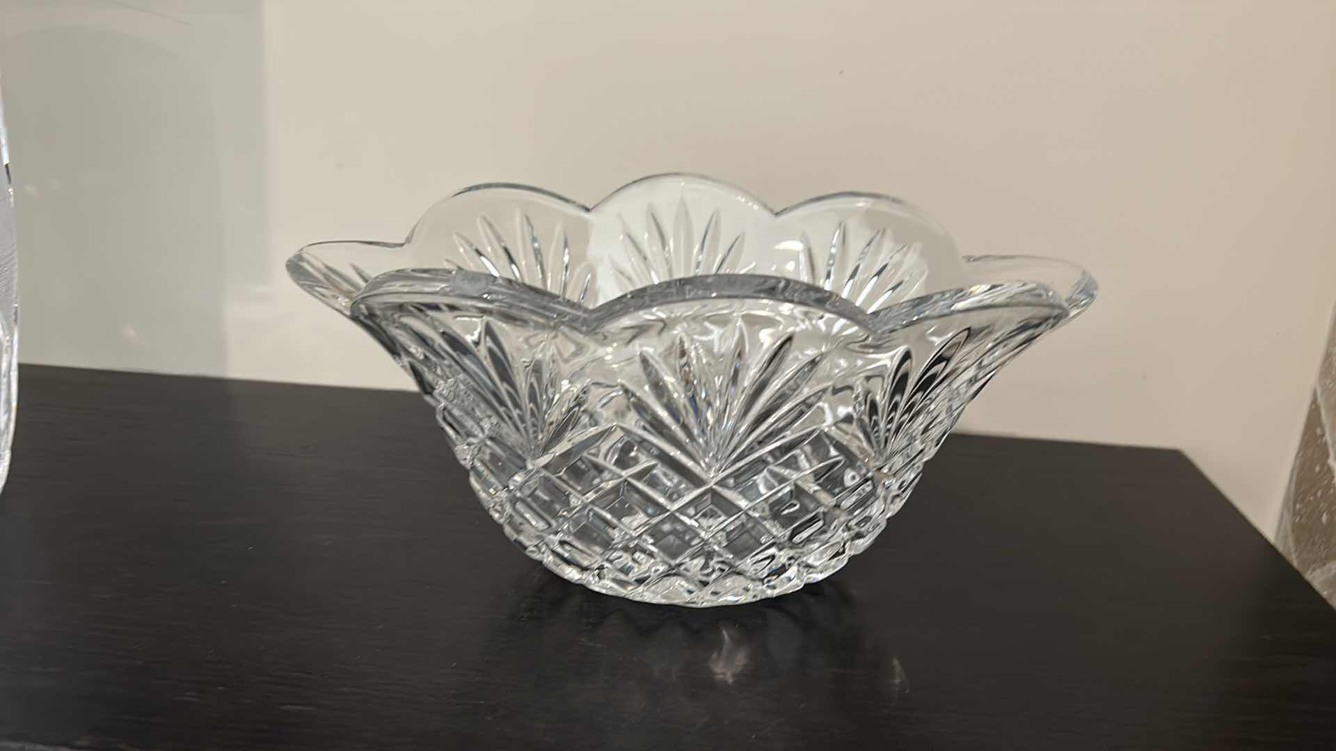 Photo 1 of CRYSTAL VASE AND SCALLOPED CRYSTAL BOWL, VASE H10”