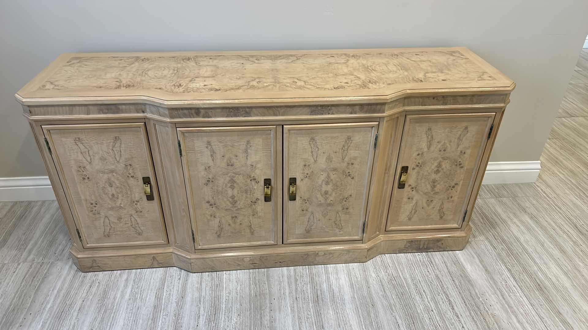 Photo 1 of DREXEL HERITAGE CORINTHIAN BLOND BURLED ASH SIDEBOARD 68” x 20” x 30 1/2”