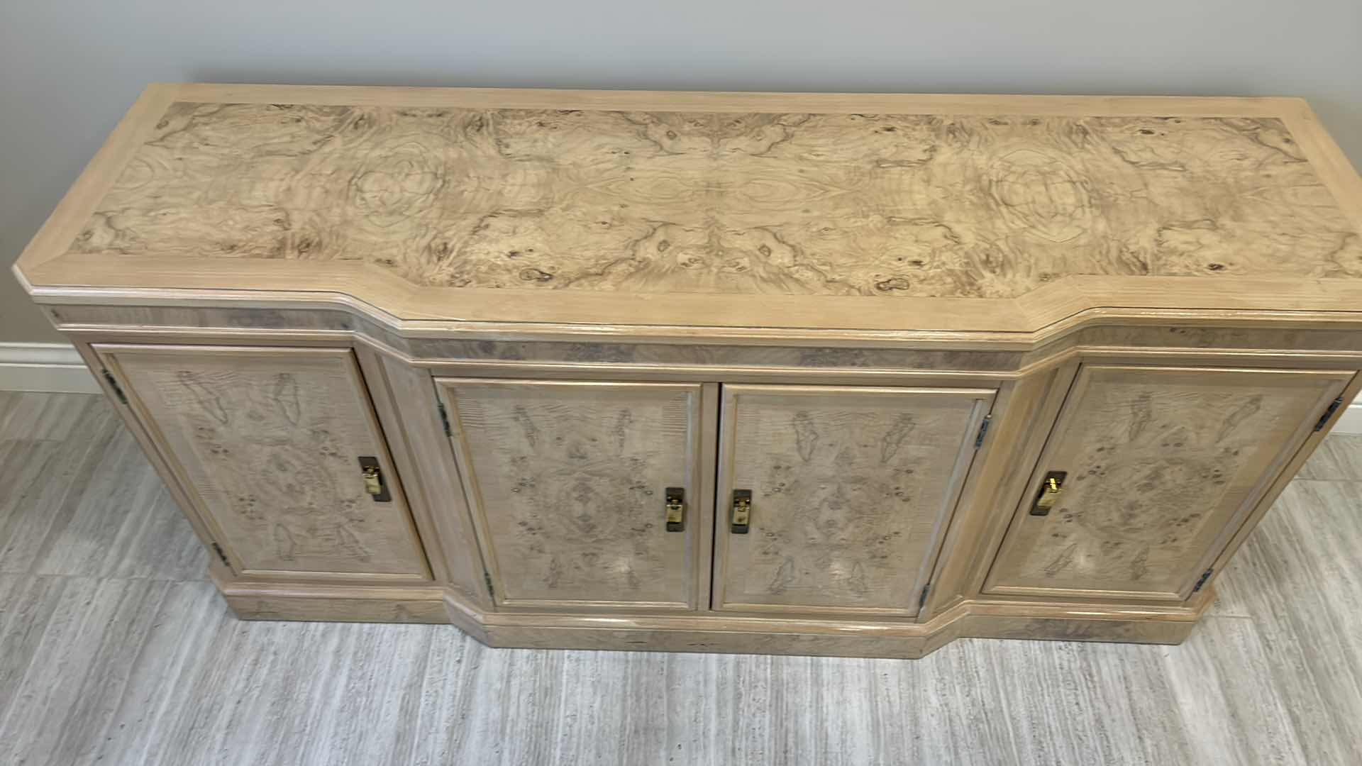 Photo 3 of DREXEL HERITAGE CORINTHIAN BLOND BURLED ASH SIDEBOARD 68” x 20” x 30 1/2”