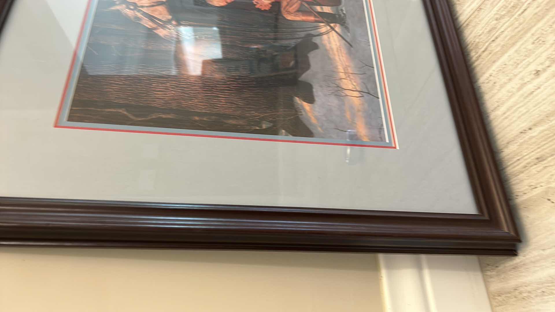 Photo 1 of GEORGE WASHINGTON KNELT AT PRAYER EITY HORSE BY A FRIBERG FRAMED ARTWORK 34” x 25 1/2”