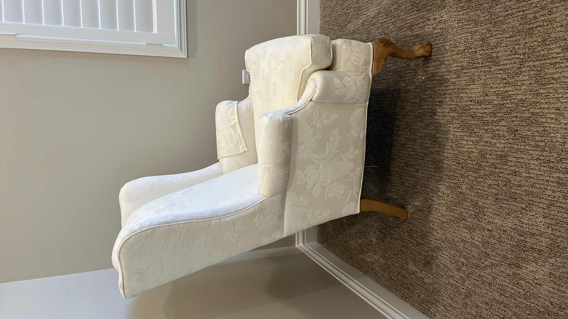 Photo 1 of ETHAN ALLEN CREAM UPHOLSTERED ACCENT CHAIR WITH TWO PILLOWS