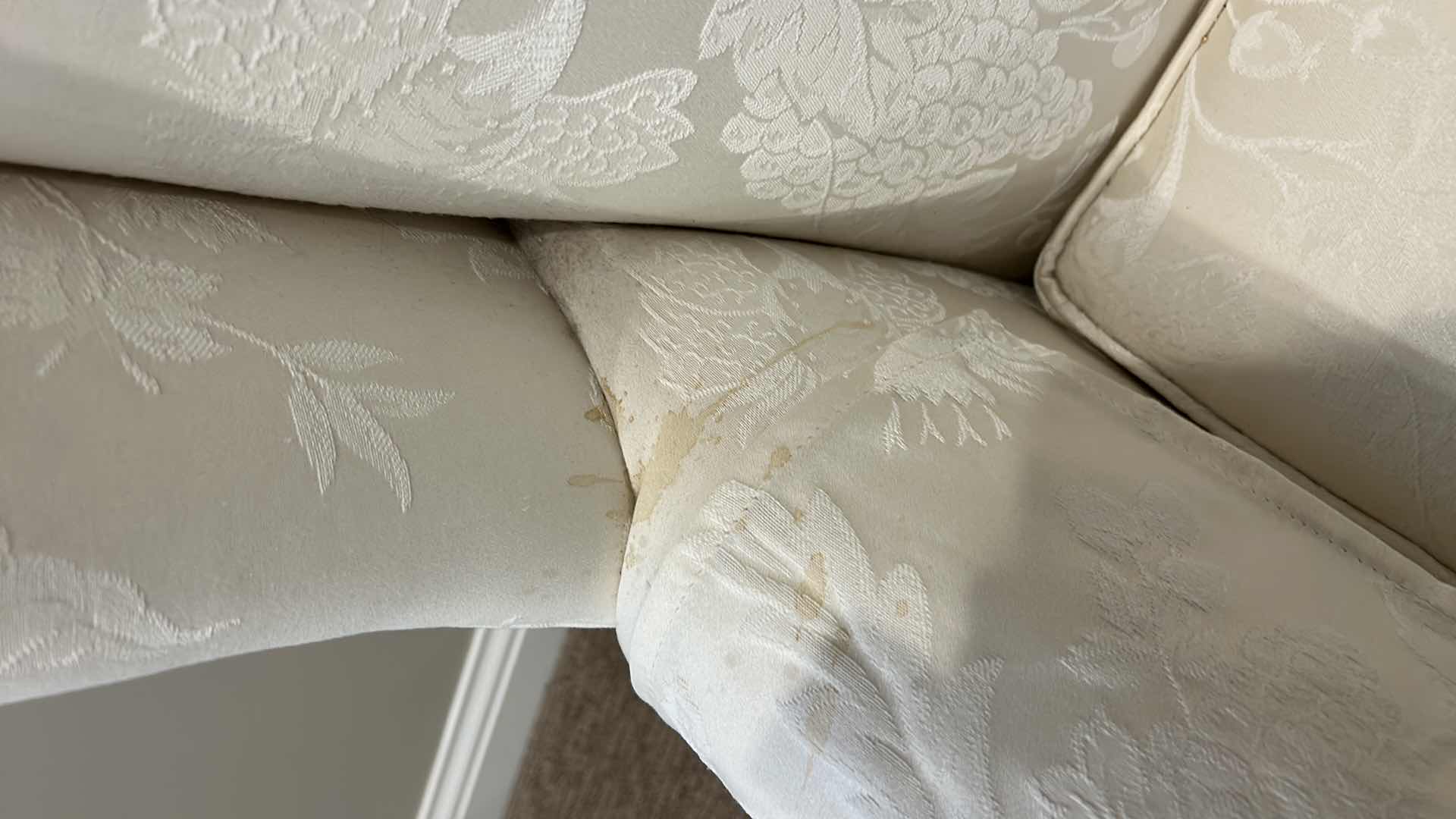 Photo 1 of ETHAN ALLEN CREAM UPHOLSTERED ACCENT CHAIR WITH TWO PILLOWS