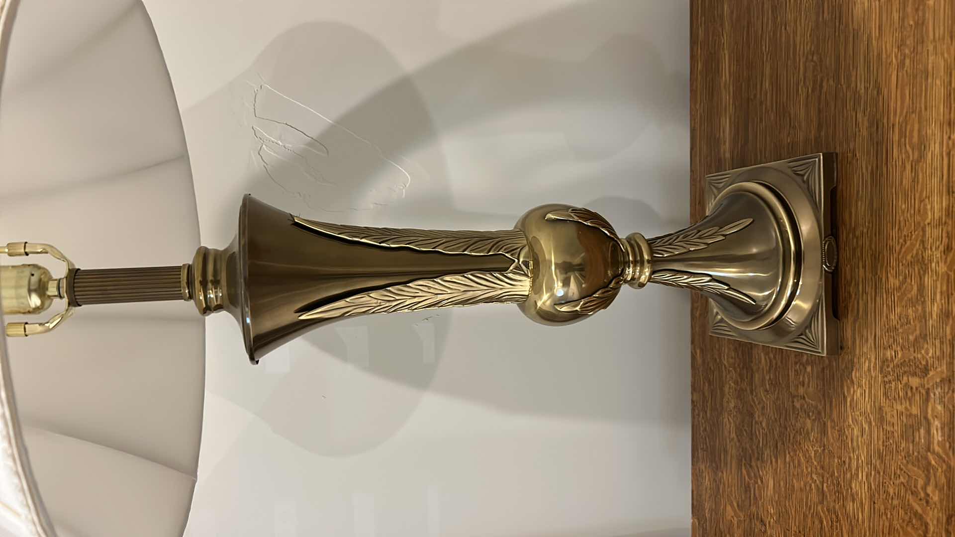 Photo 1 of 3’ BRASS TABLE LAMP WITH IVORY LINEN SHADE