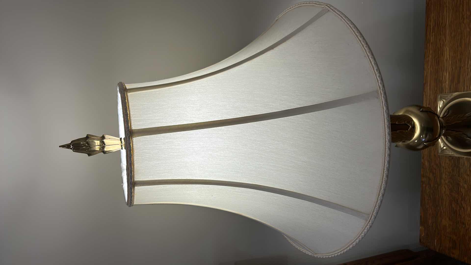 Photo 1 of 3’ BRASS TABLE LAMP WITH IVORY LINEN SHADE