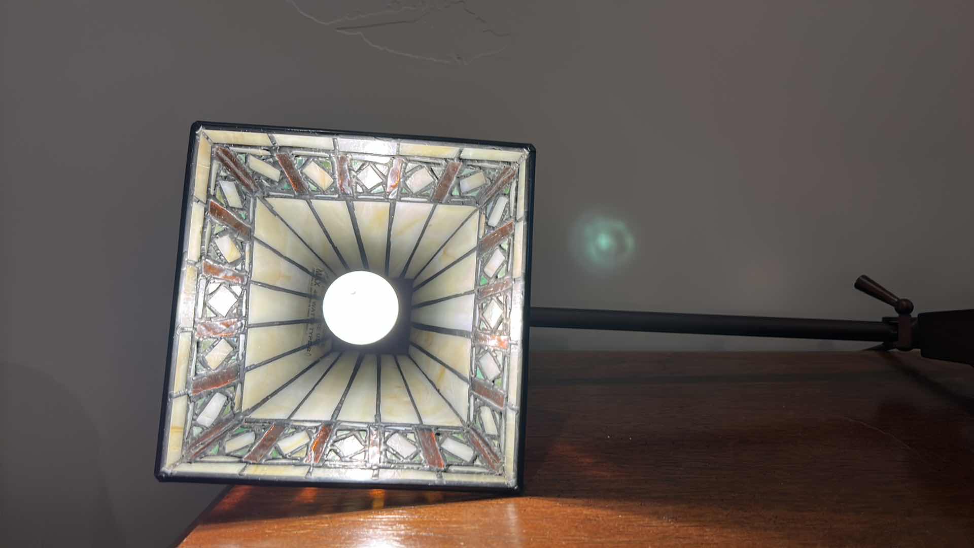 Photo 1 of METAL TABLE LAMP WITH TIFFANY STYLE LAMPSHADE (ALL ELSE SOLD SEPARATELY) 26 1/2” x 15”