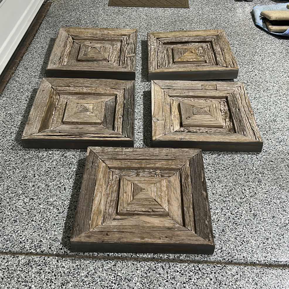 Photo 1 of 5 HEAVY RUSTIC WOOD WALL DECOR (EACH SQUARE IS SOLID WOOD 2’ x 2’ x 3” THICK
