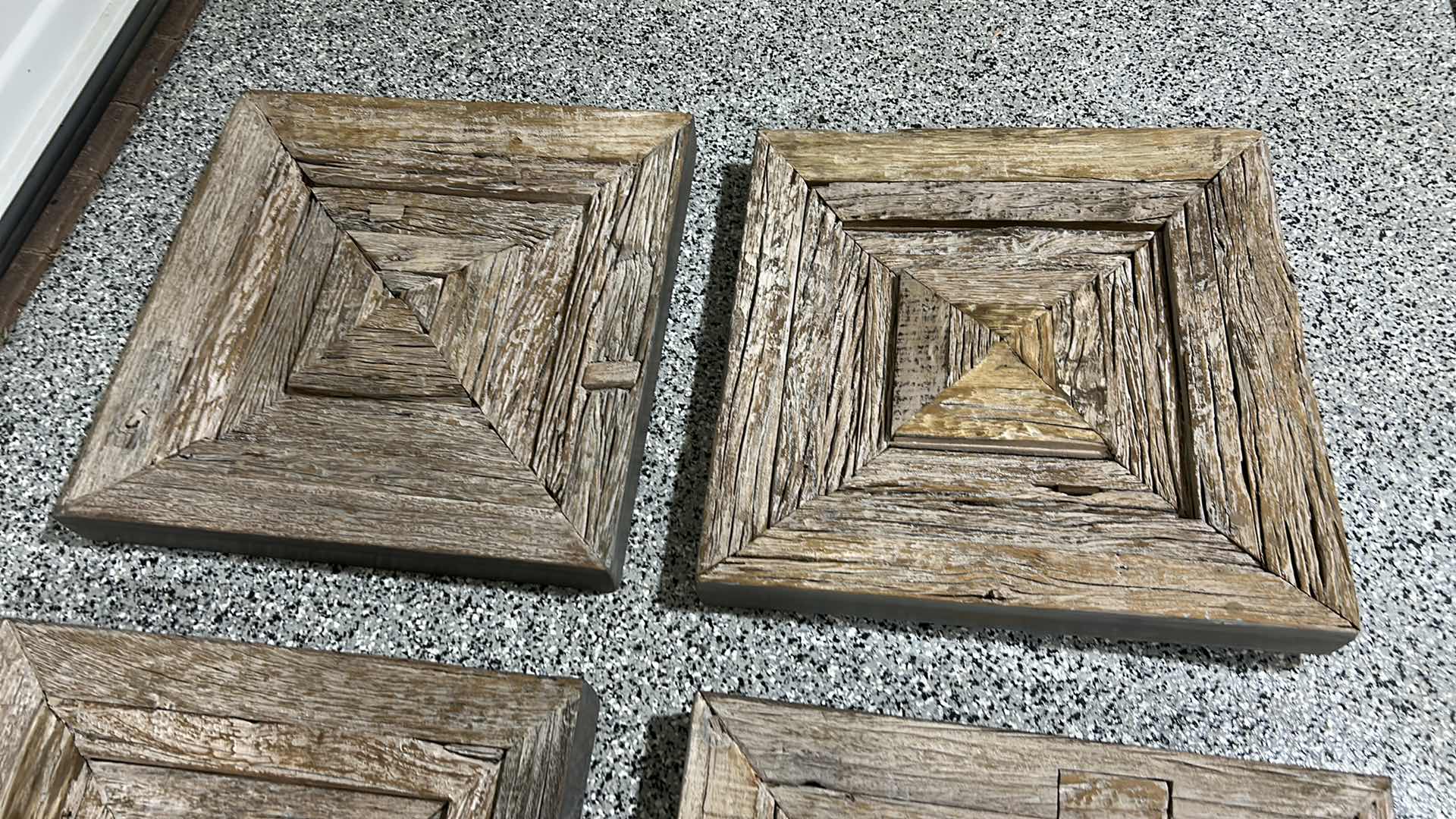 Photo 1 of 5 HEAVY RUSTIC WOOD WALL DECOR (EACH SQUARE IS SOLID WOOD 2’ x 2’ x 3” THICK