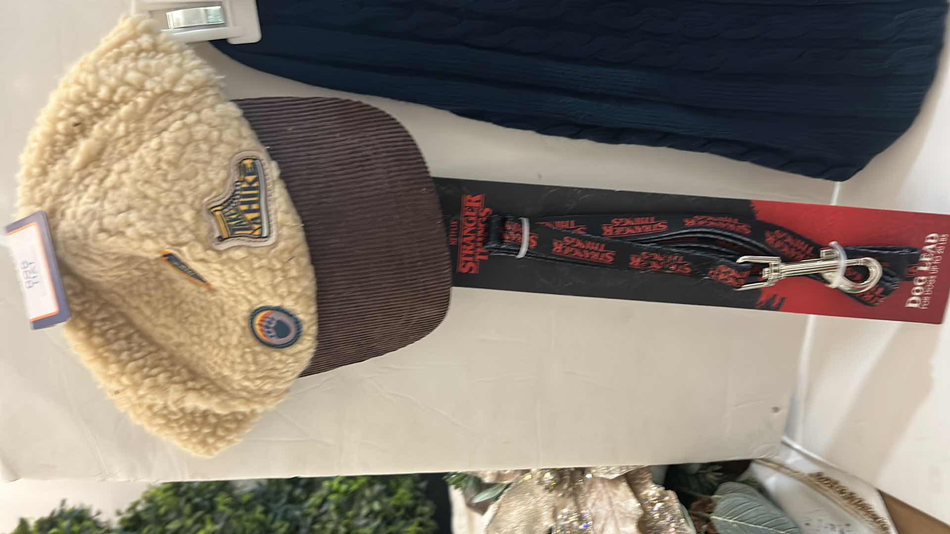 Photo 1 of NEW LARGE DOG ASSORTMENT- 3 HATS, 2 TEES AND 1 TURTLENECK SWEATER, 1 DOG LEAD