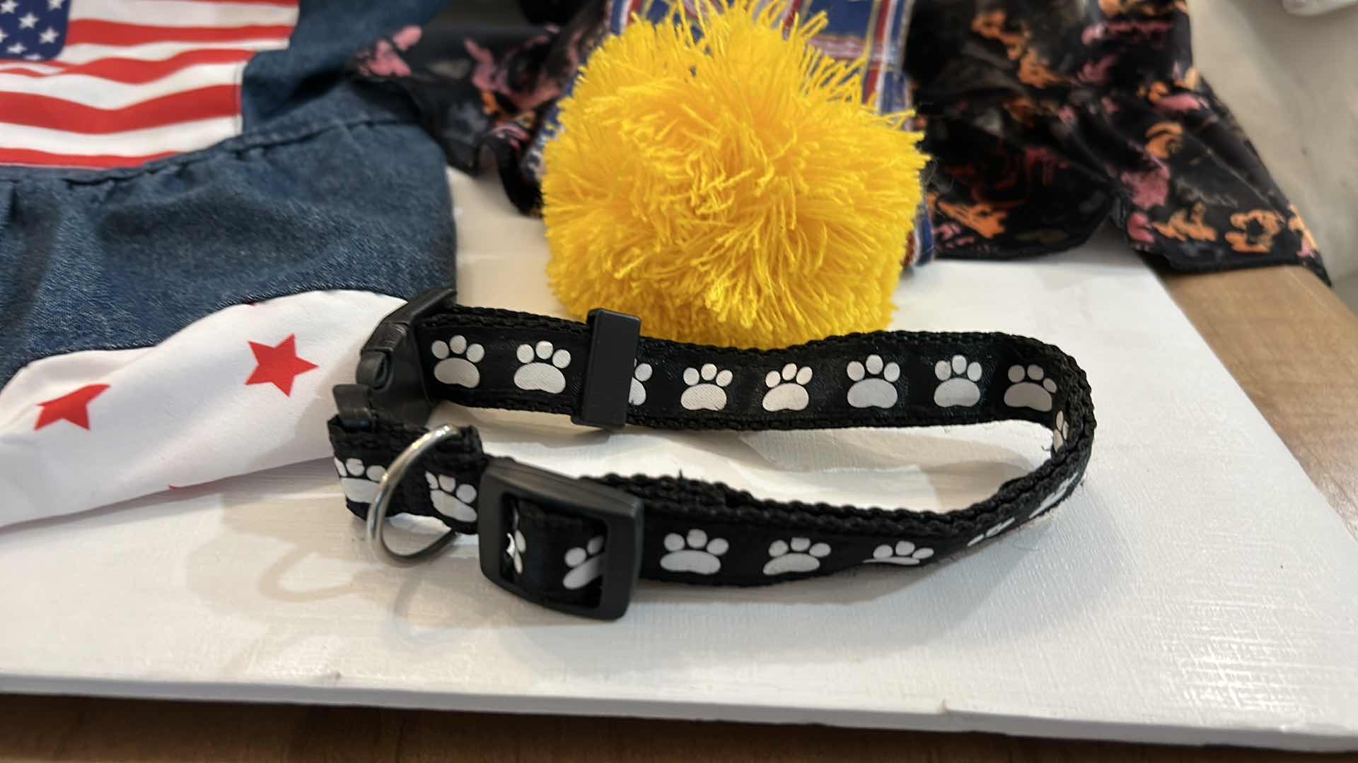 Photo 1 of NEW 9 PC DOG ASSORTMENT- 6 TOP PAW CLOTHING ITEMS, 1 WINTER SCARF, 2 COLLARS