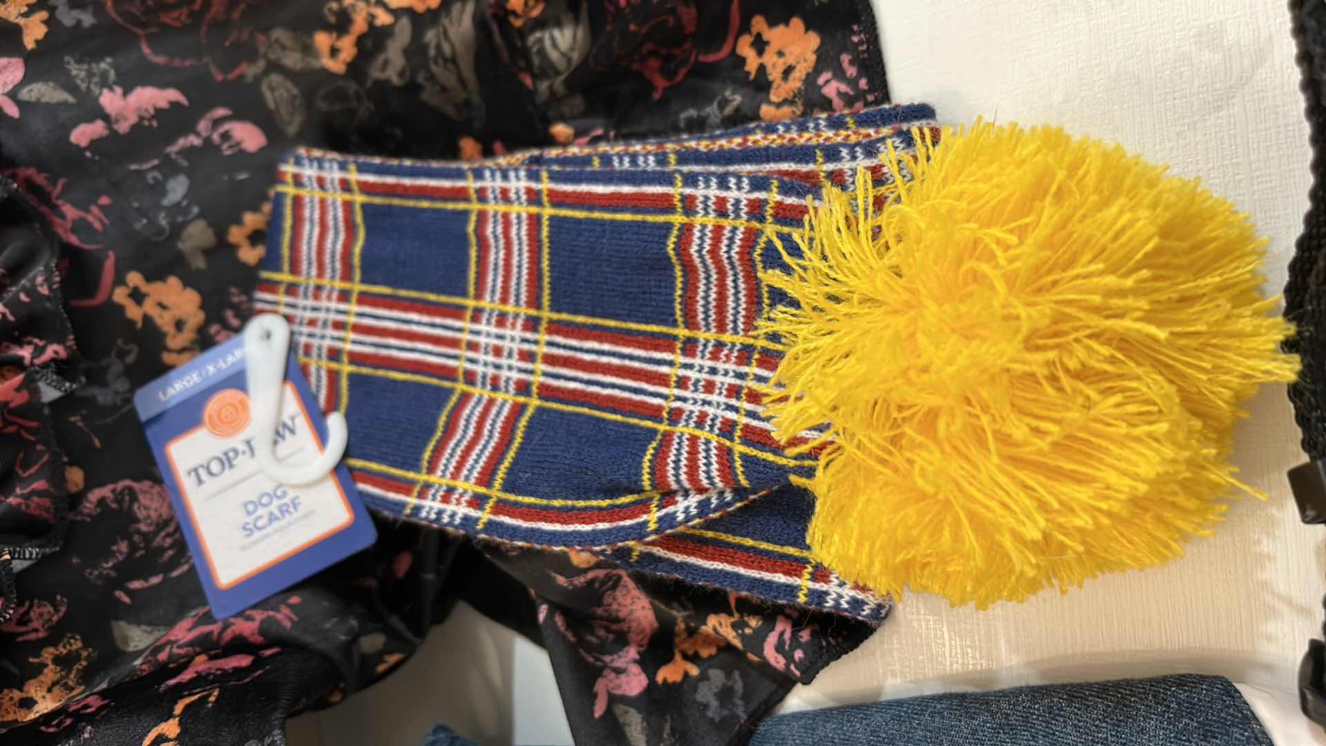 Photo 1 of NEW 9 PC DOG ASSORTMENT- 6 TOP PAW CLOTHING ITEMS, 1 WINTER SCARF, 2 COLLARS