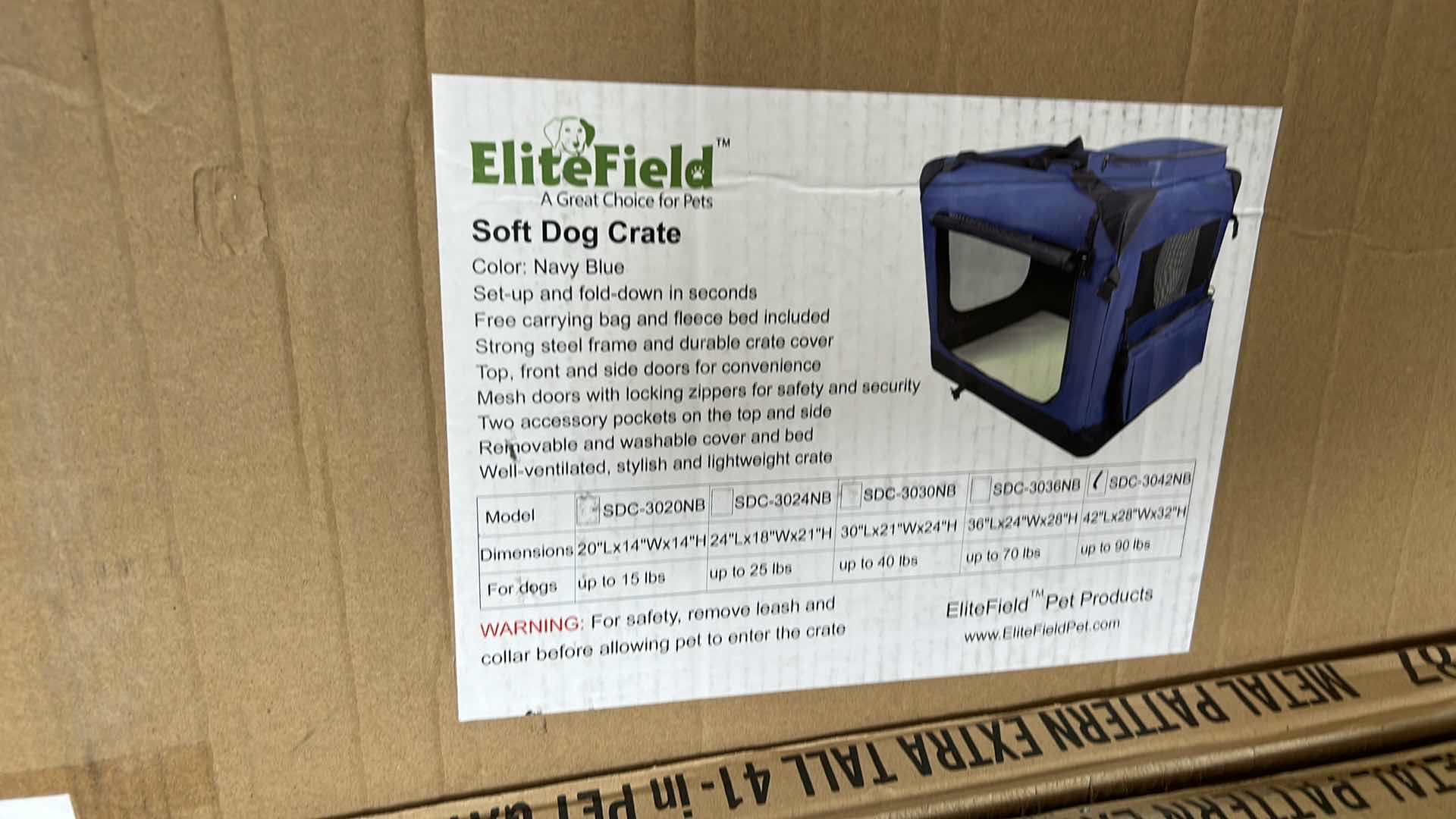 Photo 1 of NEW ELITE FIELD SOFT DOG CRATE - NAVY BLUE