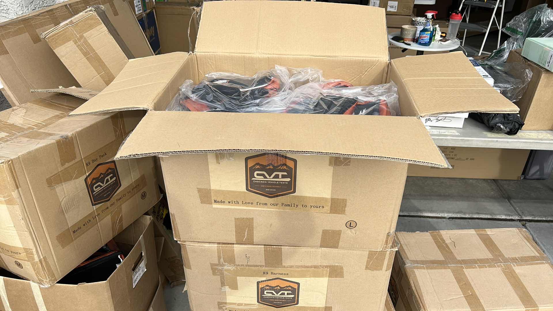 Photo 1 of LARGE BOX FULL OF NEW DOG HARNESSES AND SADDLEBAGS 