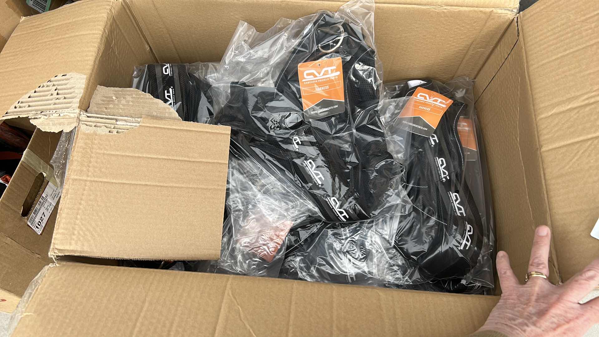 Photo 1 of LARGE BOX FULL OF NEW DOG HARNESSES AND SADDLEBAGS 