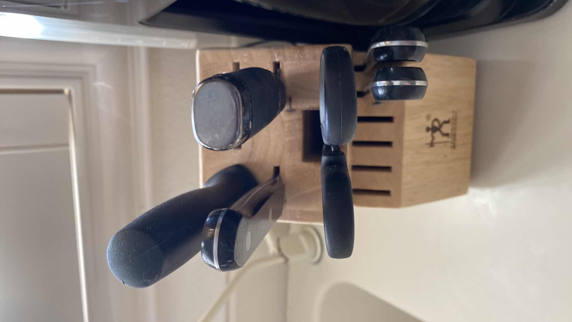 Photo 1 of HAMILTON BEACH FLEX BREW, KNIFE BLOCK WITH VARIOUS BRAND KNIVES ABD OSTER CAN OPENER