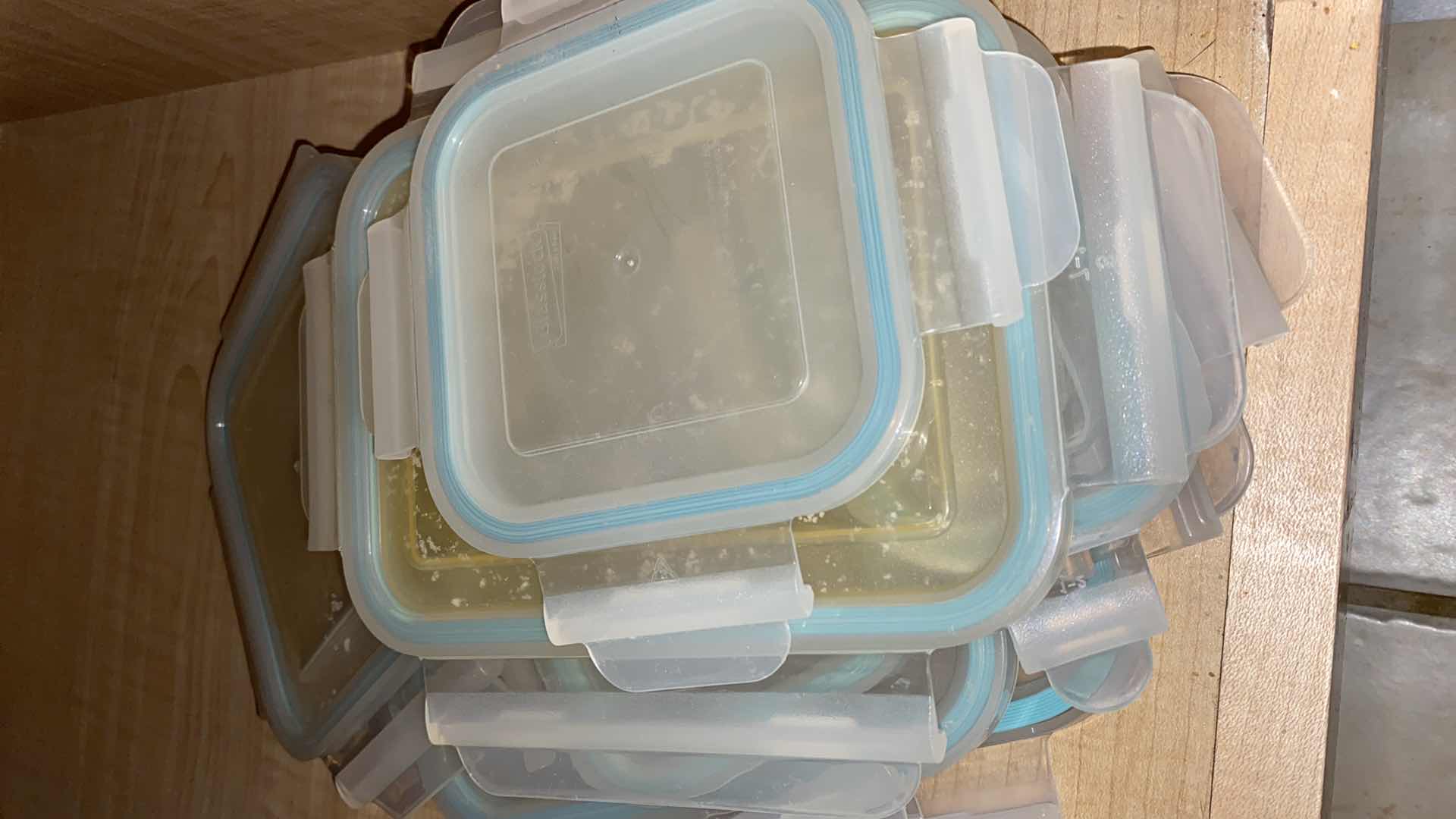 Photo 1 of CONTENTS OF CABINET GLASS STORAGE CONTAINERS ANSWER LIDS