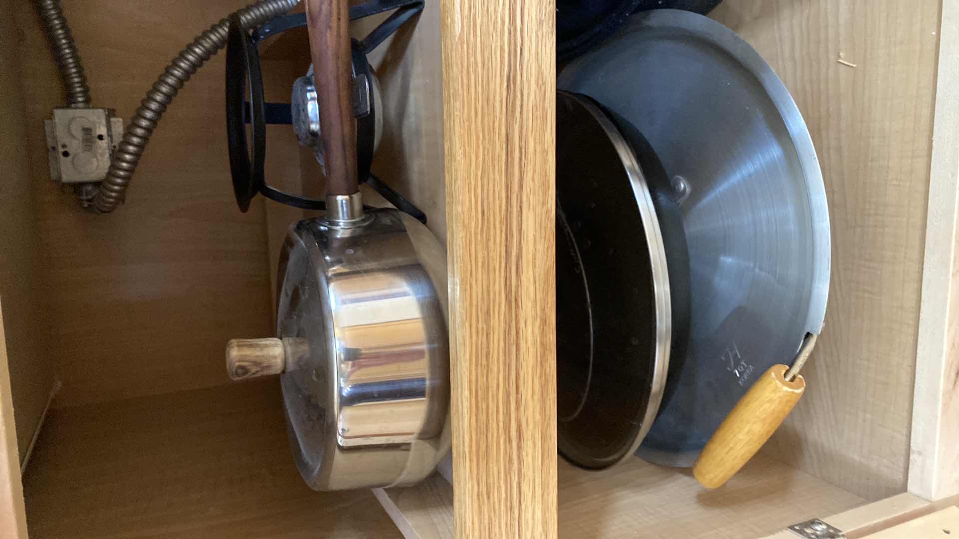 Photo 1 of CONTENTS OF KITCHEN CABINET POTS AND PANS