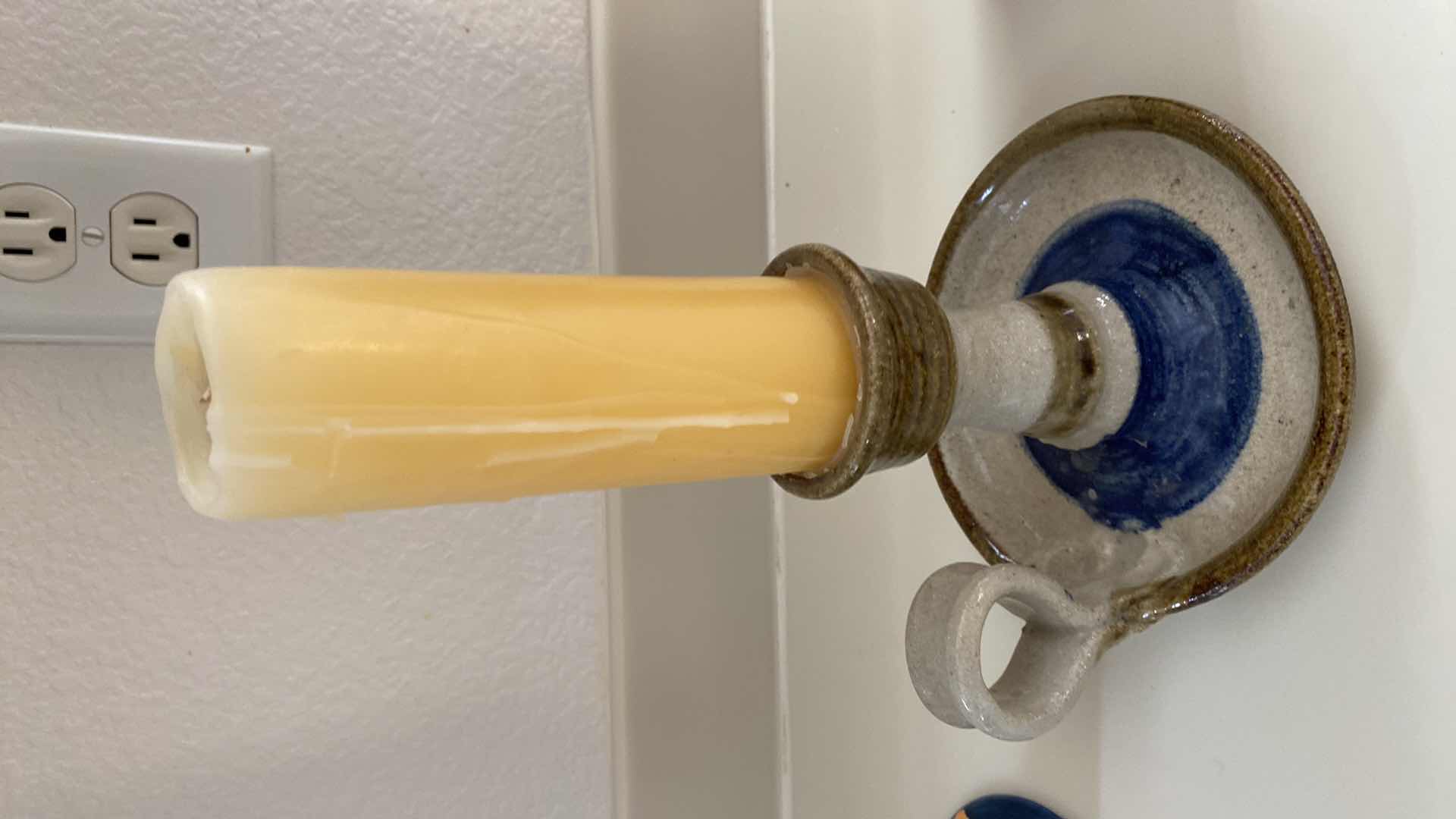 Photo 3 of POTTERY PITCHER H 12” AND CANDLE STICKS