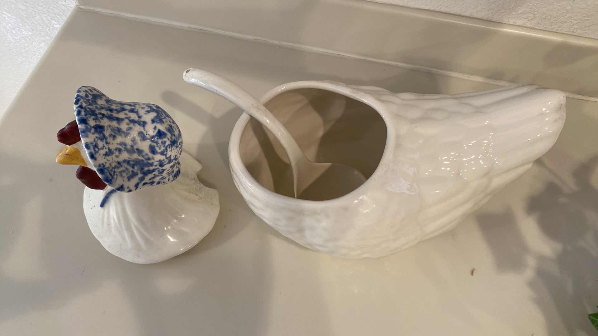 Photo 1 of MOTHER GOOSE SOUP TUREEN 12“ x 11“ AND FAUX PLANT