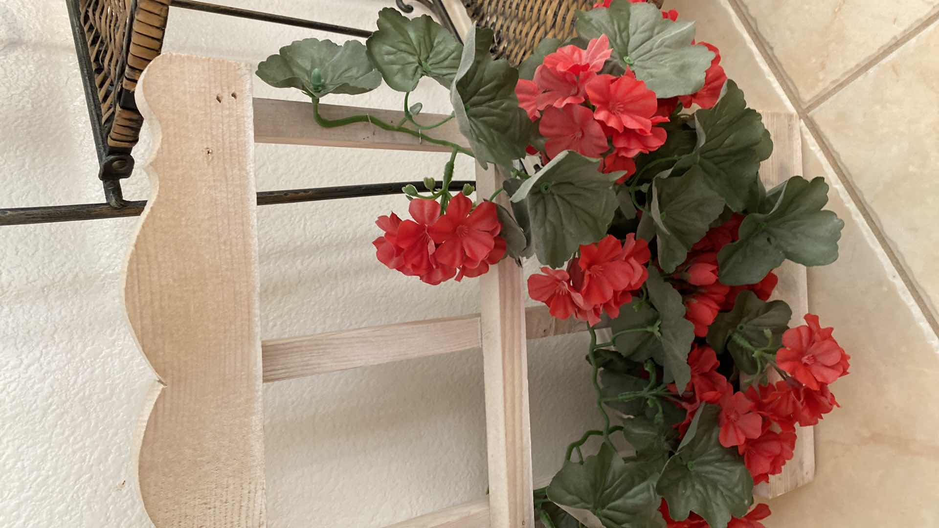 Photo 1 of CORNER METAL WITH WIVEN SHELVES STORAGE STAND 11“ x 11“ H 50” AND HOME DECOR ITEMS