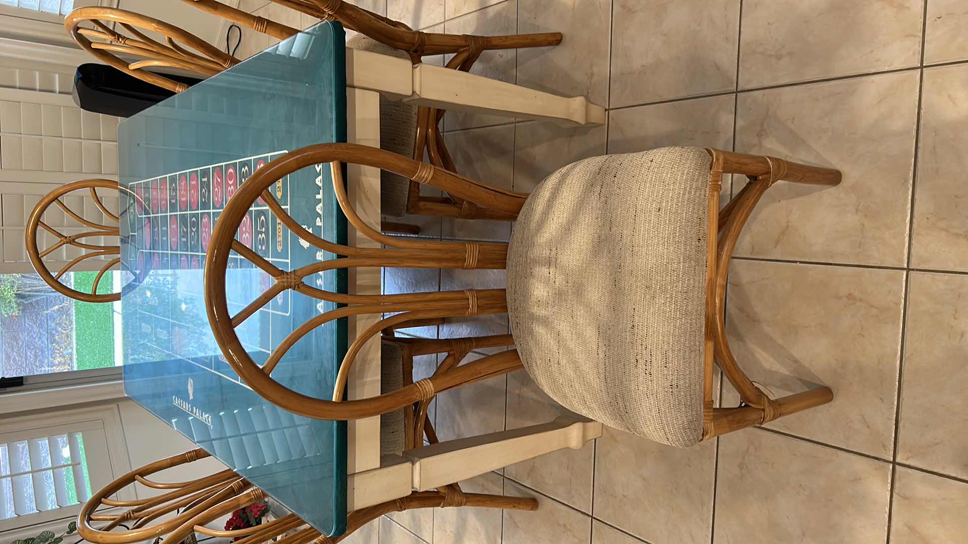 Photo 4 of ONE OF A KIND CUSTOM DINING ROOM TABLE, MADE FROM FELT CAESARS PALACE ROULETTE 59” x 35.5” AND 6 CHAIRS