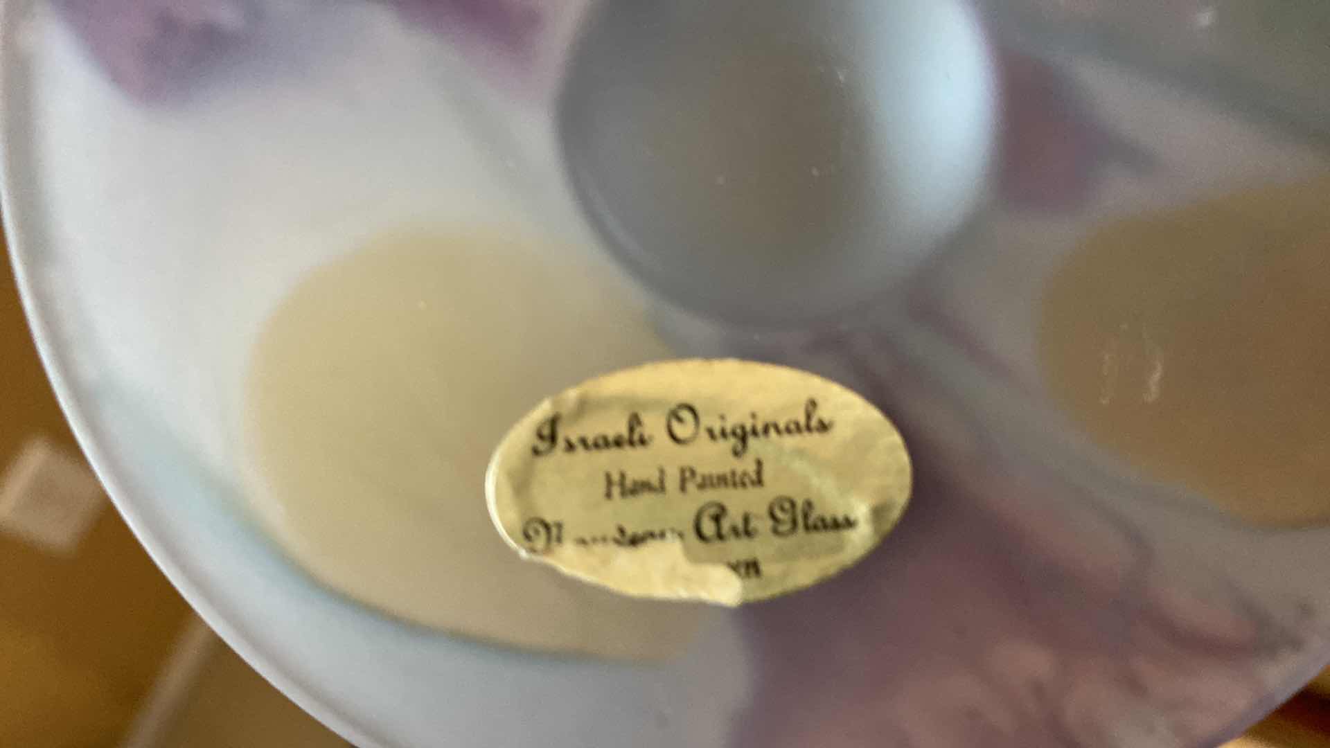 Photo 1 of ART GLASS BOWL ISRAEL 6” x 4” AND CANDLESTICKS