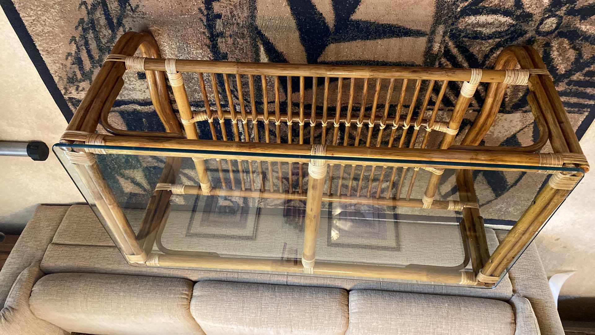 Photo 1 of BAMBOO AND GLASS COFFEE TABLE 40” x 20” H 17 1/2”