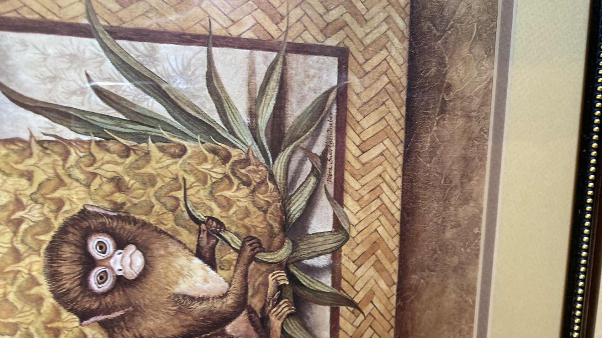 Photo 1 of PAIR OF TROPICAL ARTWORK 17 1/2” x 21 1/2” AND WOOD WIND CHIME