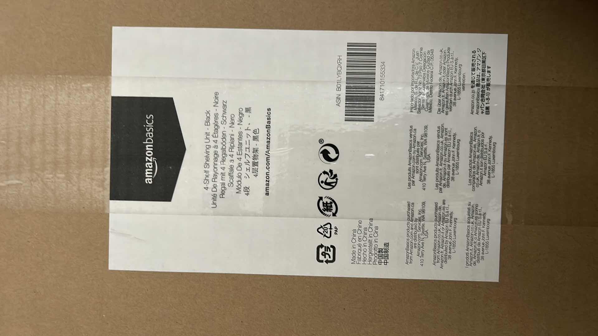 Photo 1 of NEW IN BOX - AMAZON BASICS 4 SHELF SHELVING UNIT BLACK