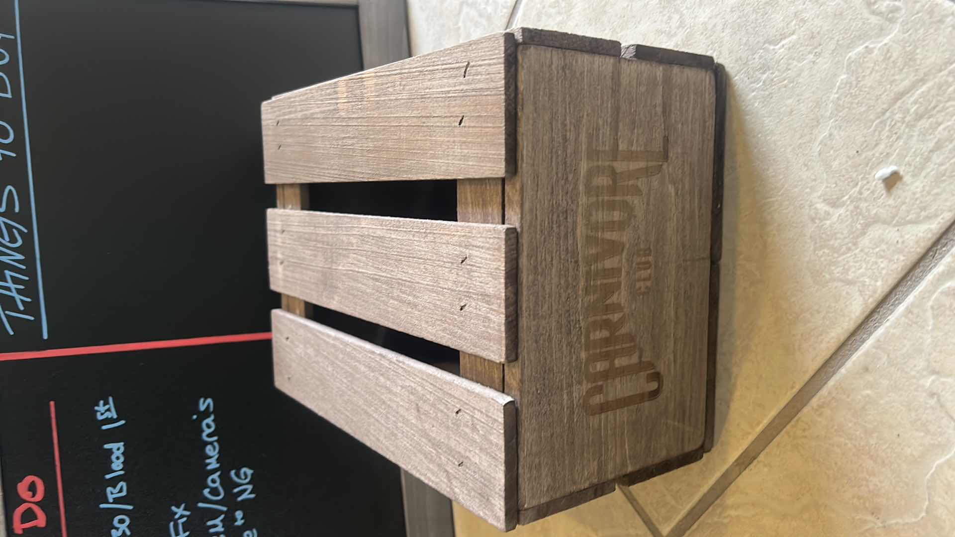 Photo 1 of FRAMED CHALK BOARD AND SMALL CRATE 24” x 14 1/2”