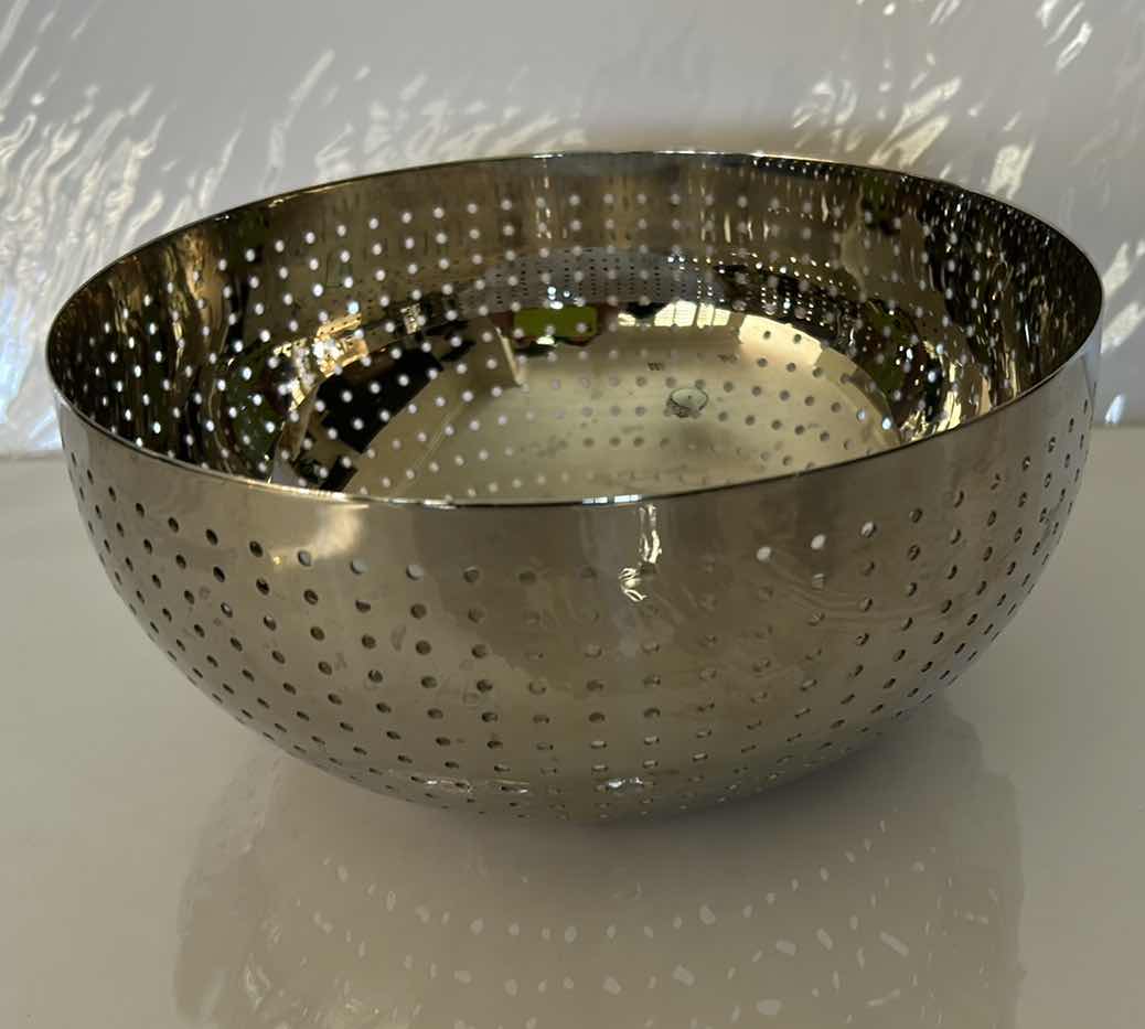 Photo 1 of ALESSIO ITALY INOX 18/10 SILVER BOWL WITH HOLES 8 1/4” x 3 and three-quarter inches