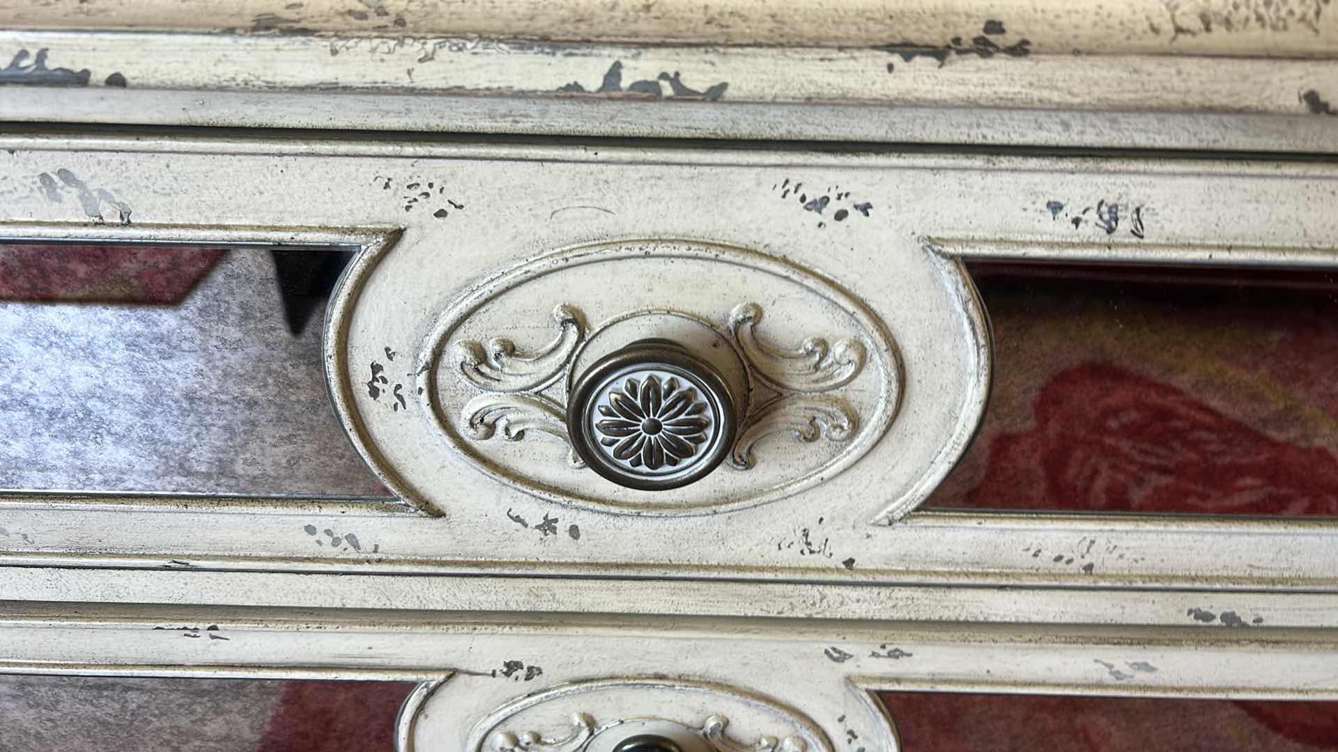 Photo 2 of HOOKER FURNITURE DISTRESSED MIRRORED CHEST OF DRAWERS 42 1/2” x 19 1/2” x 36 1/2”